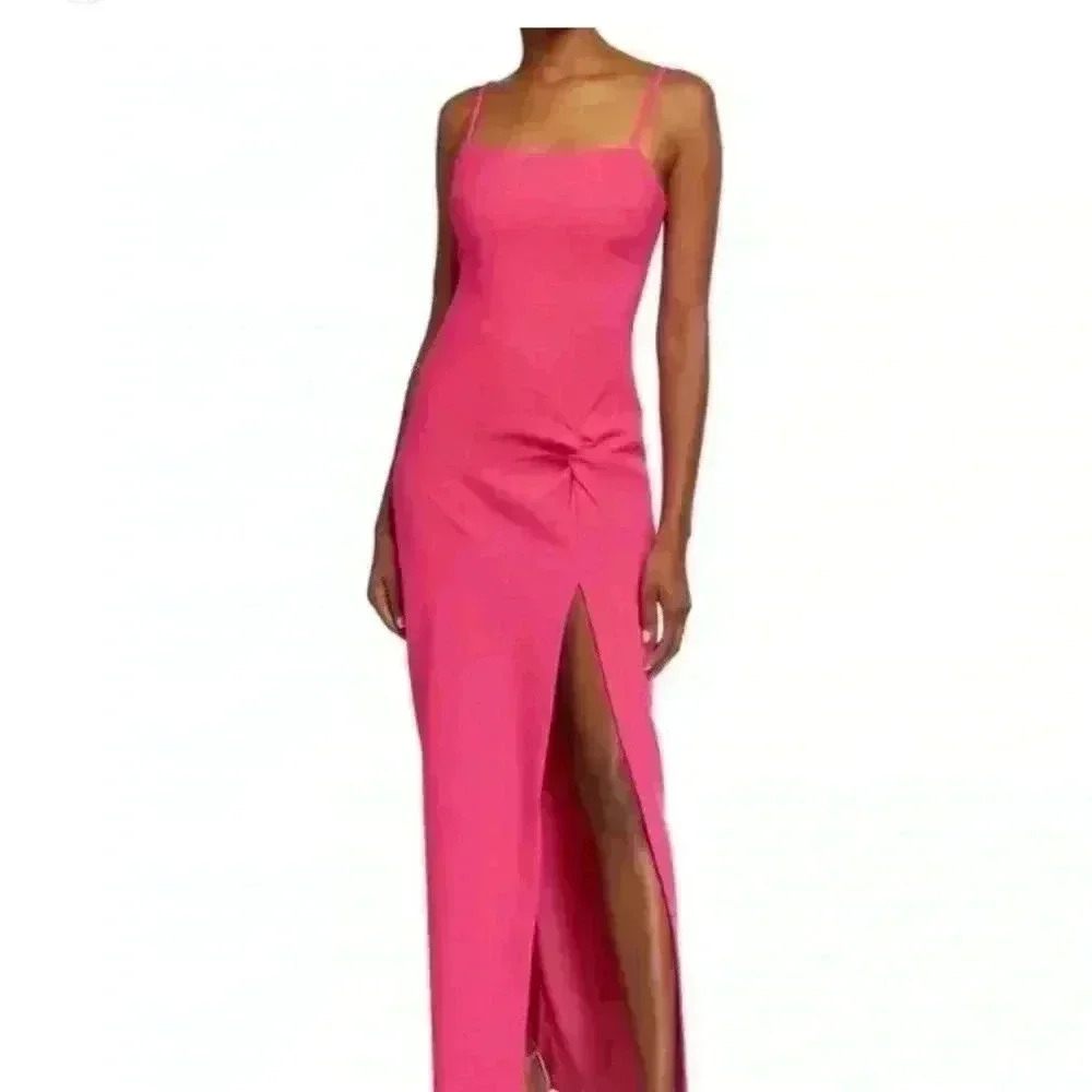 Likely Kiara Twist Fuchsia Pink Maxi Formal Gown Slit Dress Size 12 ⭐ - Picture 3 of 4